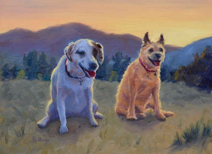 Click to view detail for Russ & Shuggs-  Custom Pet Portrait 9x12 $490